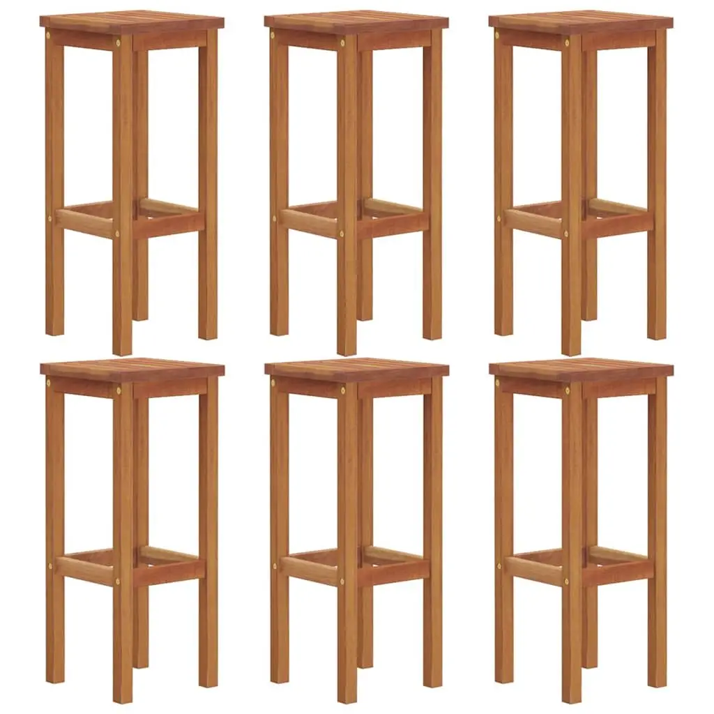 Garden Bar Set 7 Piece Solid Acacia Wood Bistro Table and Stools Brown Outdoor Furniture