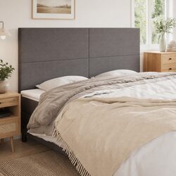 Headboard Grey Fabric Adjustable Height Bedroom Furniture Wooden Legs Support