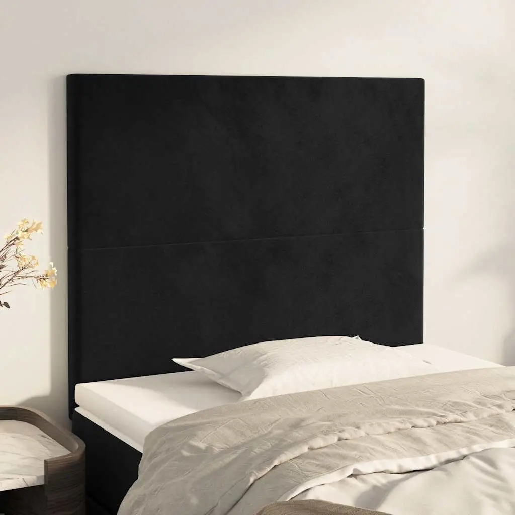 Black Velvet Headboard Adjustable Height Bed Back Support Wooden Legs 100x118cm