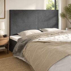 Headboard Grey Velvet 160cm Bed Backrest Adjustable Height Bedroom Furniture