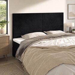 Velvet Headboard Black Adjustable Height Bedroom Bed Frame Backrest Support