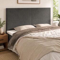 Headboard Dark Grey 200x5x118/128 cm Velvet Adjustable Height Bedroom Furniture