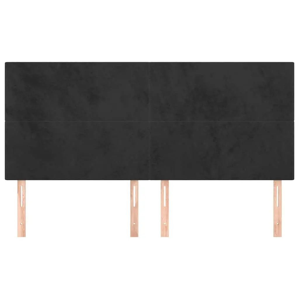 Black Velvet Headboard Bed 200cm Adjustable Height Wooden Legs Support