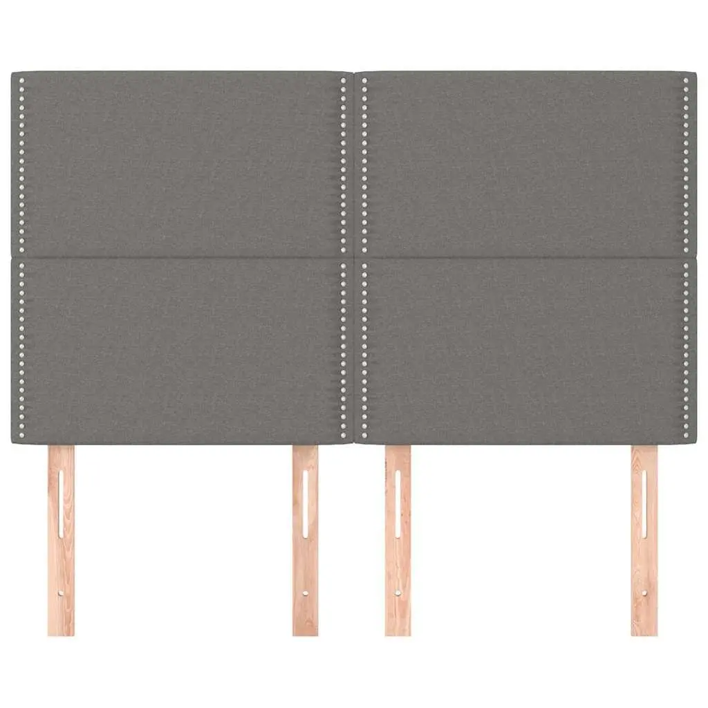 Upholstered Headboard Dark Grey Fabric Adjustable Height with Wooden Legs