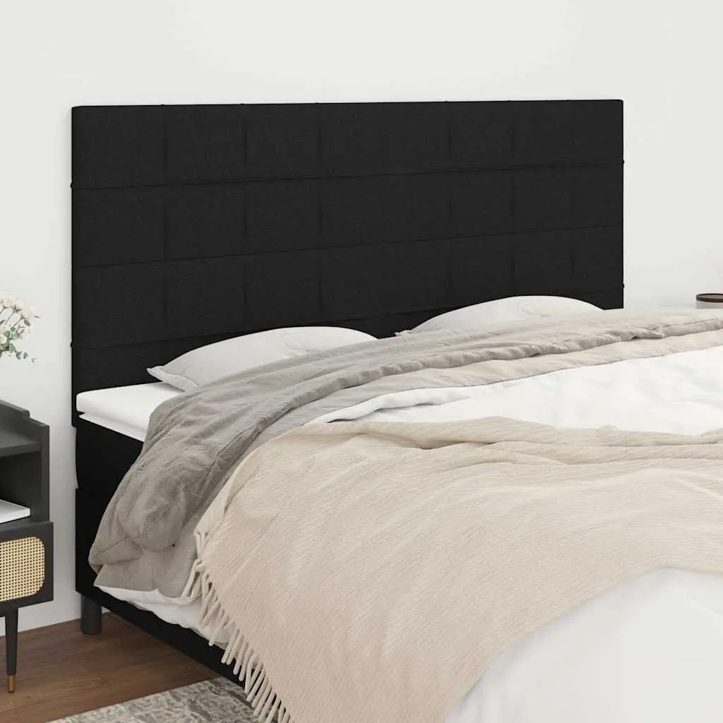 Fabric Headboard Black 200x5x118/128 cm Adjustable Height Bed