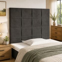 Dark Grey Velvet Headboard 100cm Wide Adjustable Height Bedroom Furniture