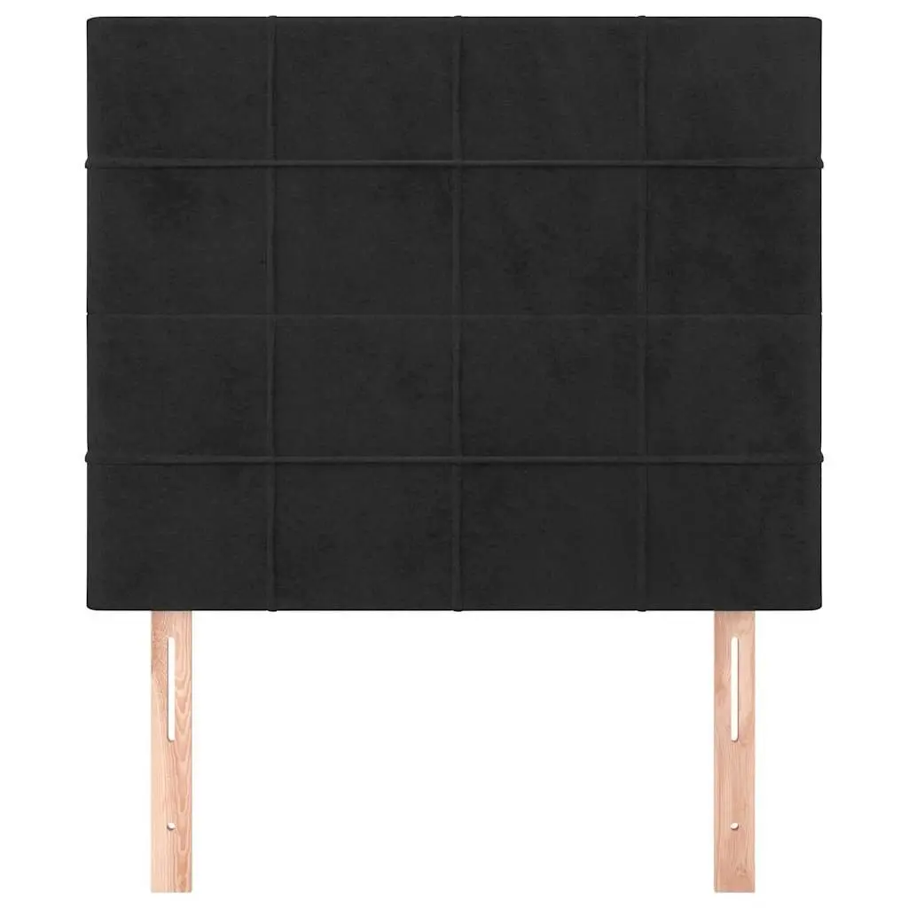 Velvet Headboard Adjustable Height Black Wooden Legs