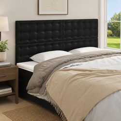 Headboard Black Faux Leather Bed Backrest 200cm Adjustable Height Wooden Legs