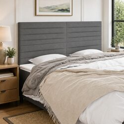 Headboard Dark Grey 160x5x118/128 cm Fabric Bedroom Bed Frame Support Back Rest