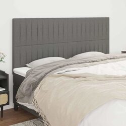 Headboard Dark Grey 160x5x118/128 cm Fabric Bed Back Support Bedroom Furniture
