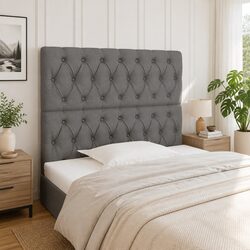 Fabric Headboard Grey Adjustable Height Bedroom Bed Back Support Wooden Legs