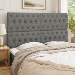 Headboard Grey Fabric Bedroom Furniture Adjustable Height Wooden Legs Support