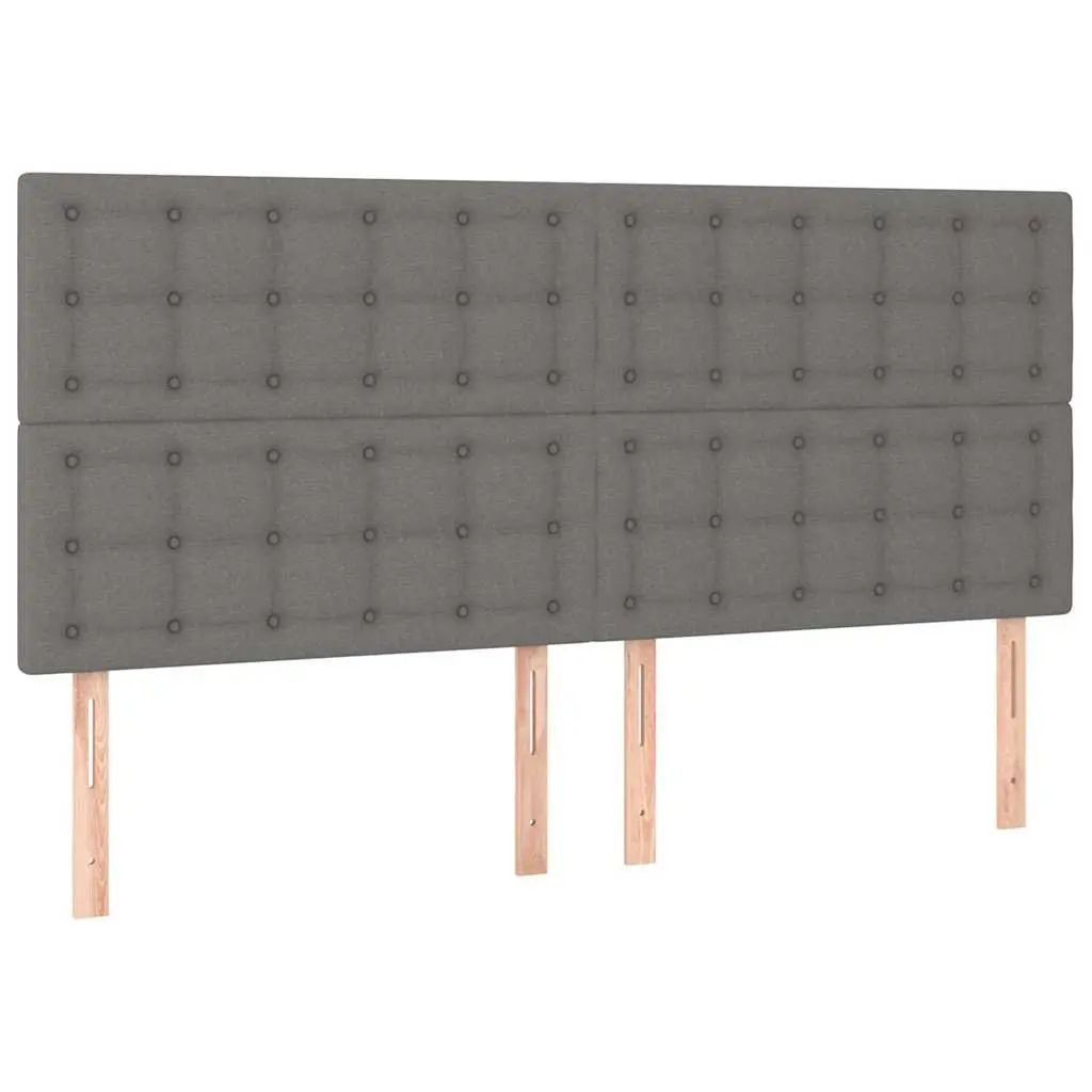 Dark Grey Fabric Headboard 200cm Bed Head With Wooden Legs Adjustable Height
