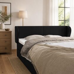 Headboard with Ears 147 cm Black Faux Leather Bedroom Furniture Bed Backrest