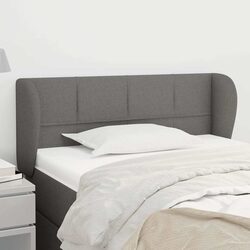 Headboard with Ears Grey Fabric Bedroom Furniture Adjustable Height Wooden Legs