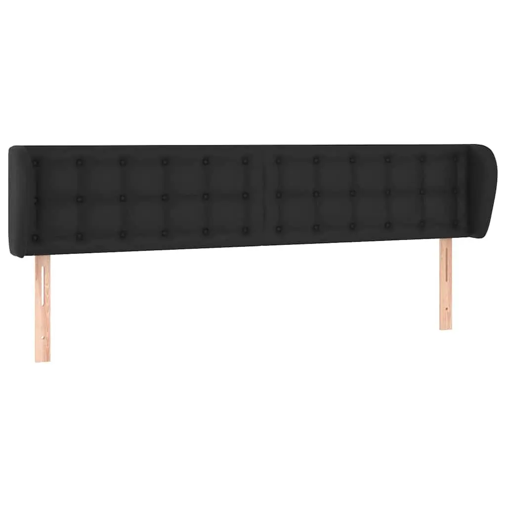 Headboard with Ears Faux Leather 203 cm Black Bedroom Furniture