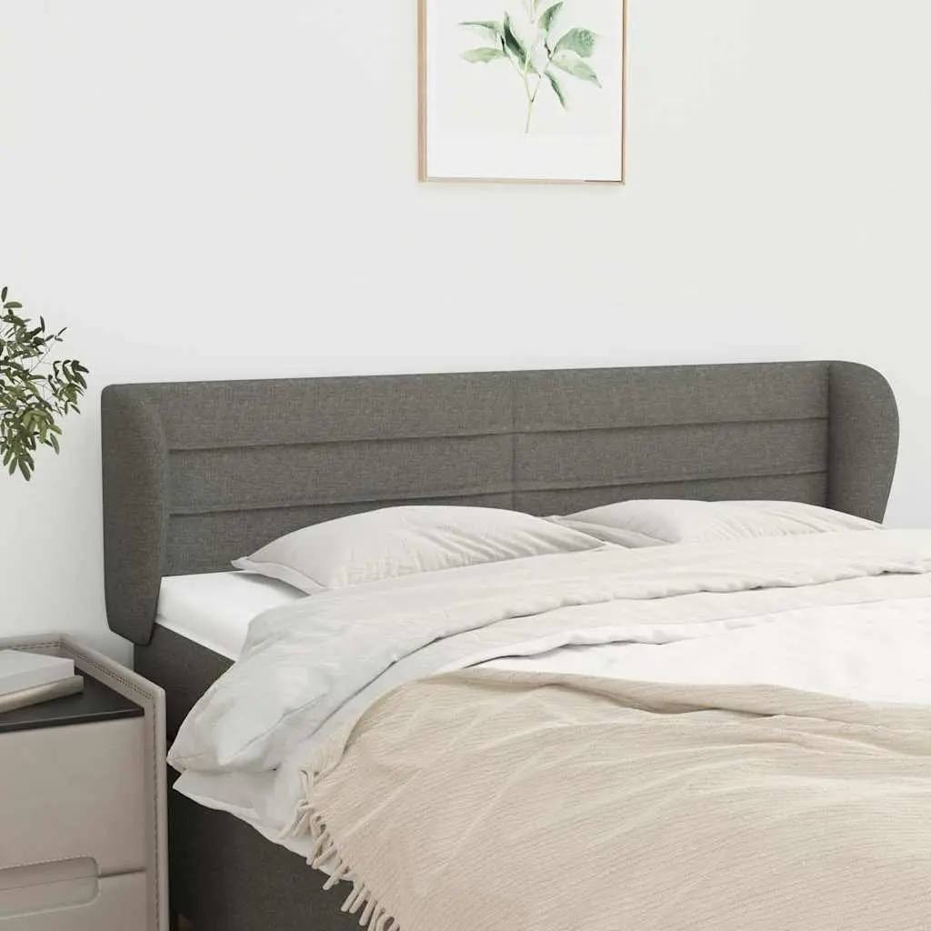 Bed Headboard with Ears Dark Grey 147cm Fabric Bedroom Furniture Durable Support