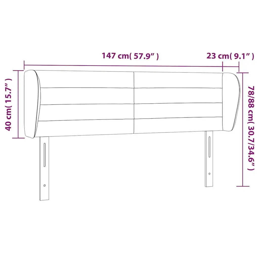 Bed Headboard with Ears Dark Grey 147cm Fabric Bedroom Furniture Durable Support