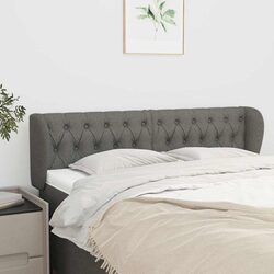Headboard with Ears Grey 147cm Fabric Bedroom Furniture Adjustable Height Back
