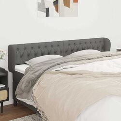 Headboard with Ears Grey 203cm Fabric Bed Head Support Bedroom Furniture