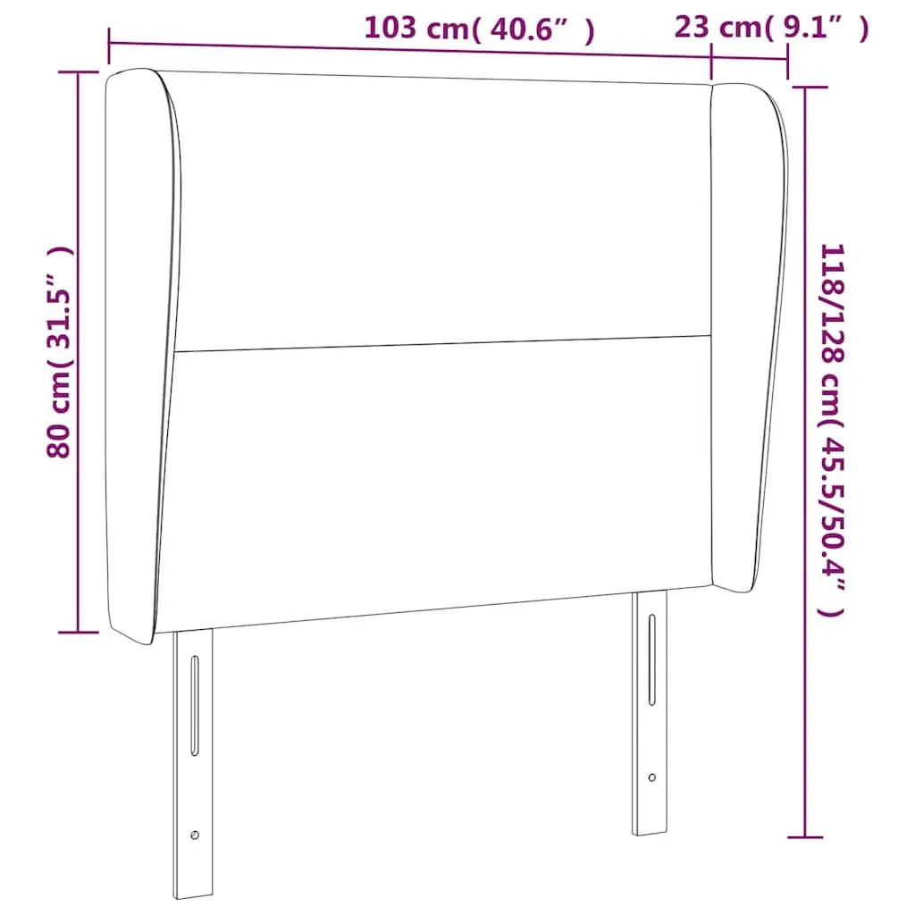 Headboard with Ears Grey Fabric 103cm Bedroom Support Backrest