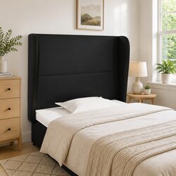 Headboard with Ears Black 83 cm Faux Leather Bed Head Support
