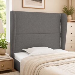 Headboard with Ears Grey Fabric 83cm Bedroom Furniture Stylish Design Adjustable