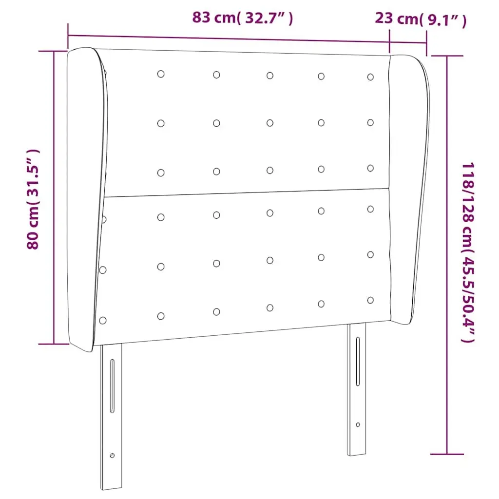 Headboard with Ears Faux Leather 83 cm Black Bedroom Furniture Back Support