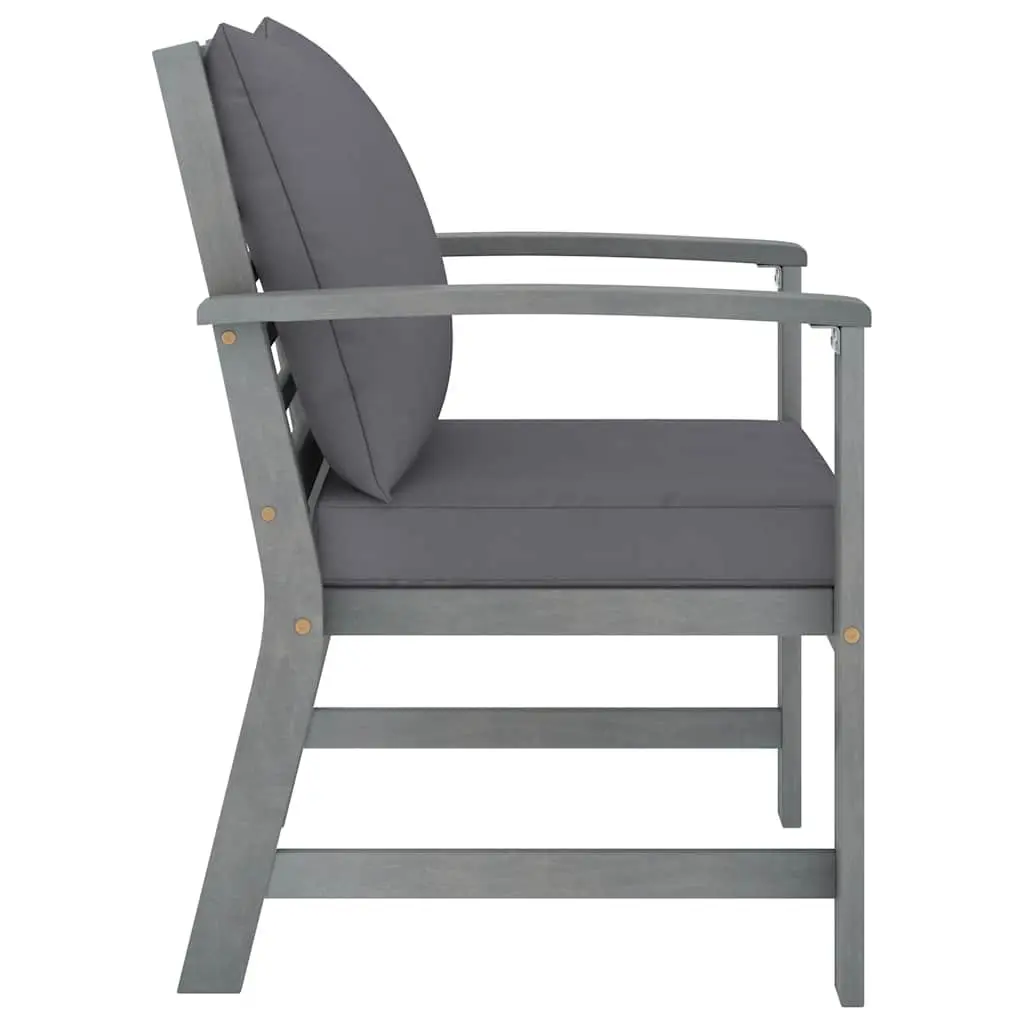 Garden Lounge Set 4 Piece Outdoor Furniture Cushions Solid Acacia Wood Grey