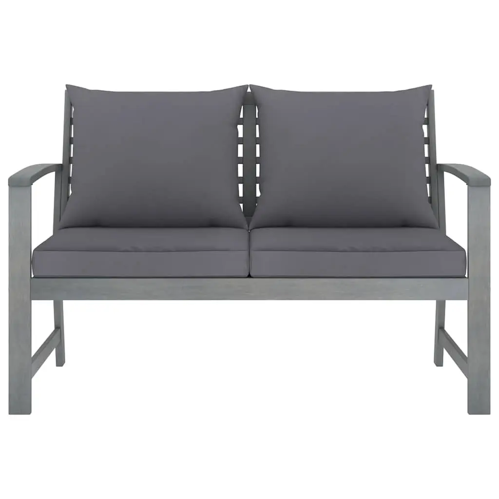 Garden Lounge Set 4 Piece Outdoor Furniture Cushions Solid Acacia Wood Grey
