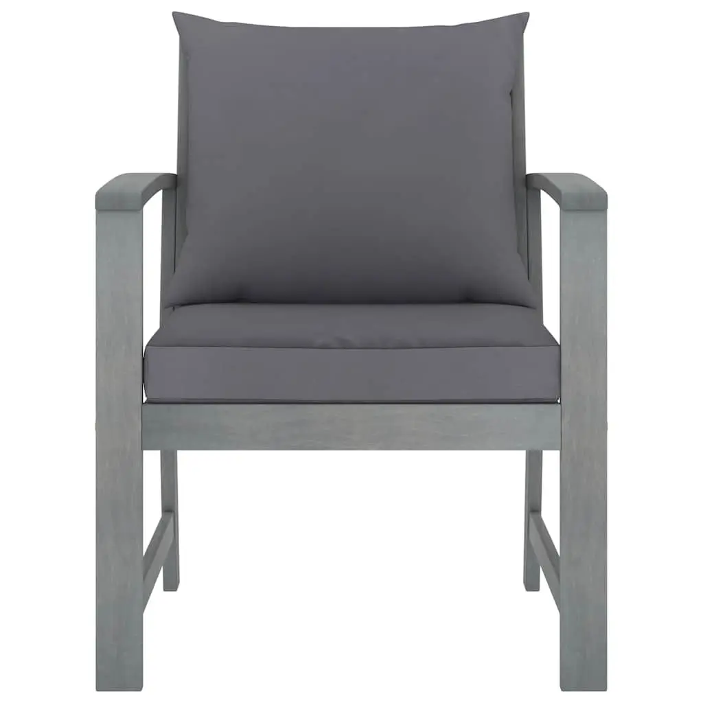 Garden Lounge Set 4 Piece Outdoor Furniture Cushions Solid Acacia Wood Grey