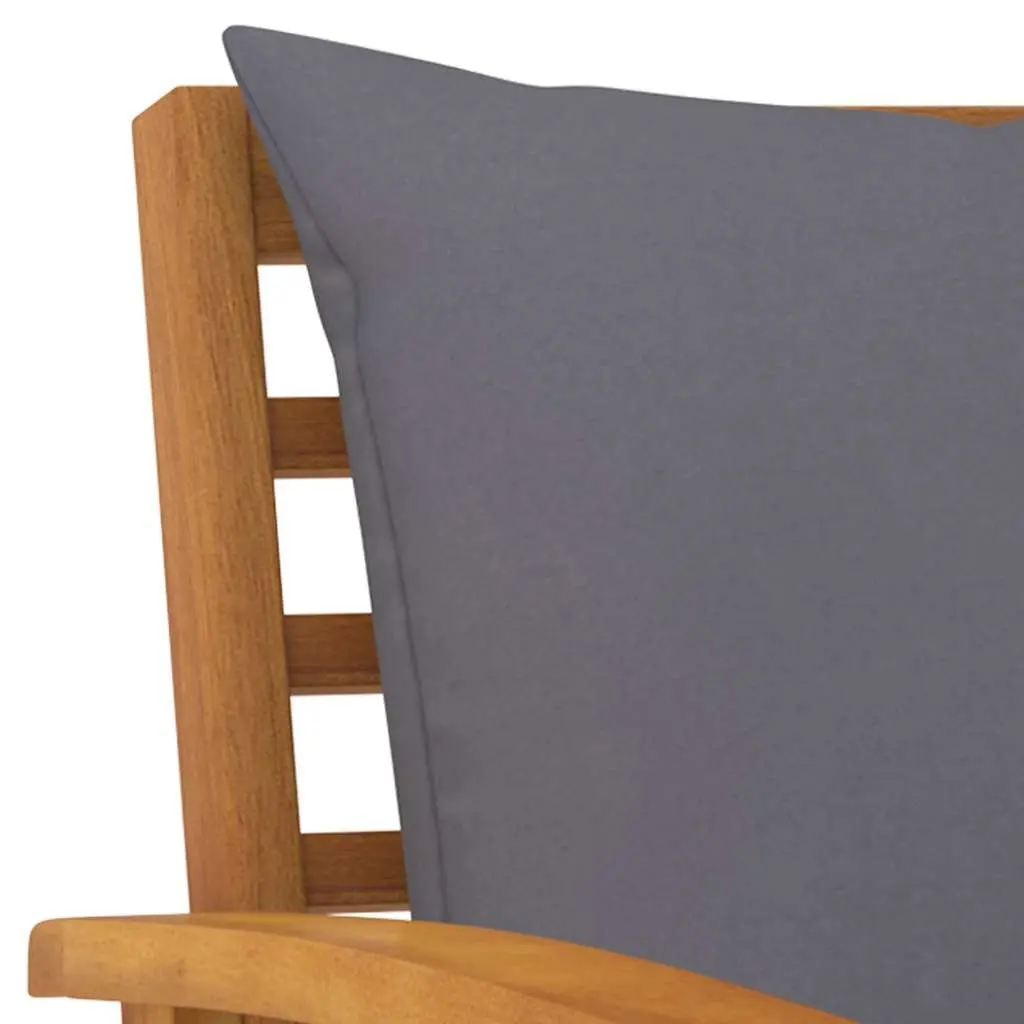 Garden Chairs Solid Acacia Wood Outdoor Seating 2 Piece Grey Cushions