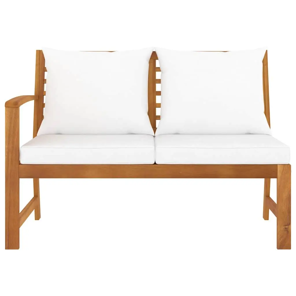 Garden Bench 114.5cm Outdoor Seating with Cream Cushion Solid Wood Patio