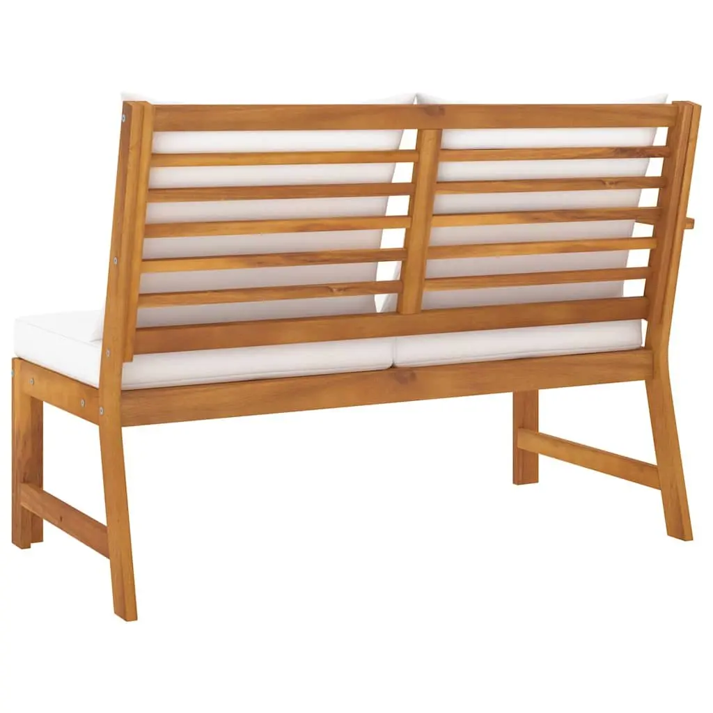 Garden Bench 114.5cm Outdoor Seating with Cream Cushion Solid Wood Patio