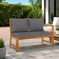 Garden Bench Outdoor Seating 114.5cm Solid Wood Patio Furniture with Cushions