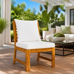 Outdoor Sectional Middle Sofa Solid Wood Garden Lounge Patio Furniture with