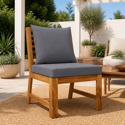 Outdoor Sectional Middle Sofa Solid Wood Lounge Cushion Patio Garden Seating