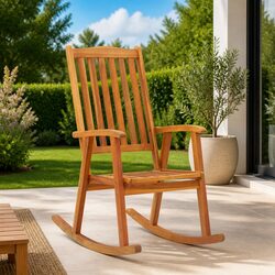 Rocking Chair Solid Wood Outdoor Indoor Patio Armchair High Back Seating