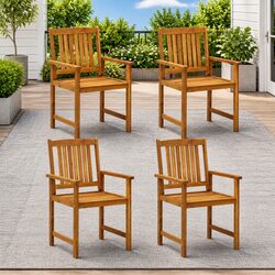 Outdoor Garden Chairs 4 pcs Set Brown Solid Acacia Wood Seating Patio Furniture