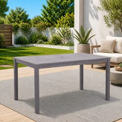Garden Dining Table Solid Acacia Wood Outdoor Furniture Grey Wash 140x80x74cm