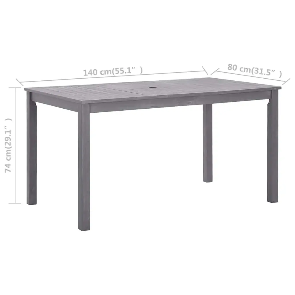 Garden Dining Table Solid Acacia Wood Grey Wash 140x80x74cm