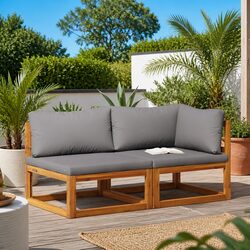 2 Piece Outdoor Sectional Sofa Set Corner Middle Modular Garden Seating Grey