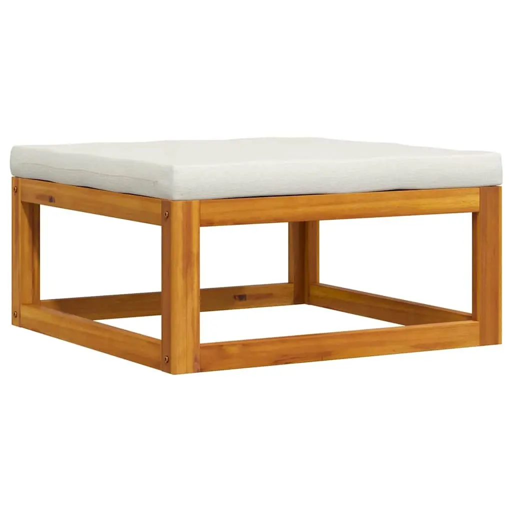Outdoor Footrest with Cushion Solid Wood Garden Lounge Sectional Seating Unit