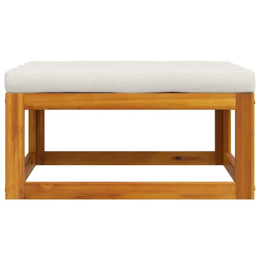 Outdoor Footrest with Cushion Solid Wood Garden Lounge Sectional Seating Unit