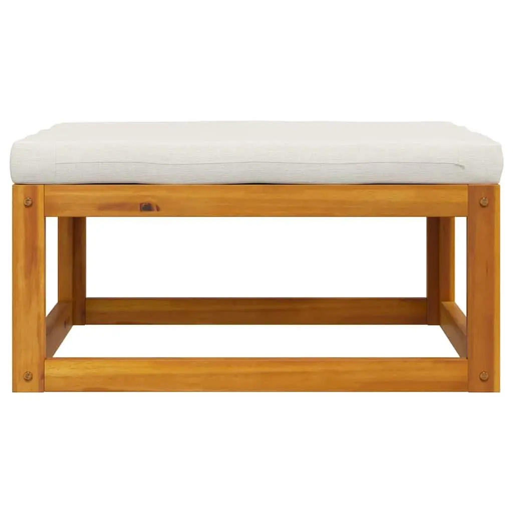 Outdoor Footrest with Cushion Solid Wood Garden Lounge Sectional Seating Unit