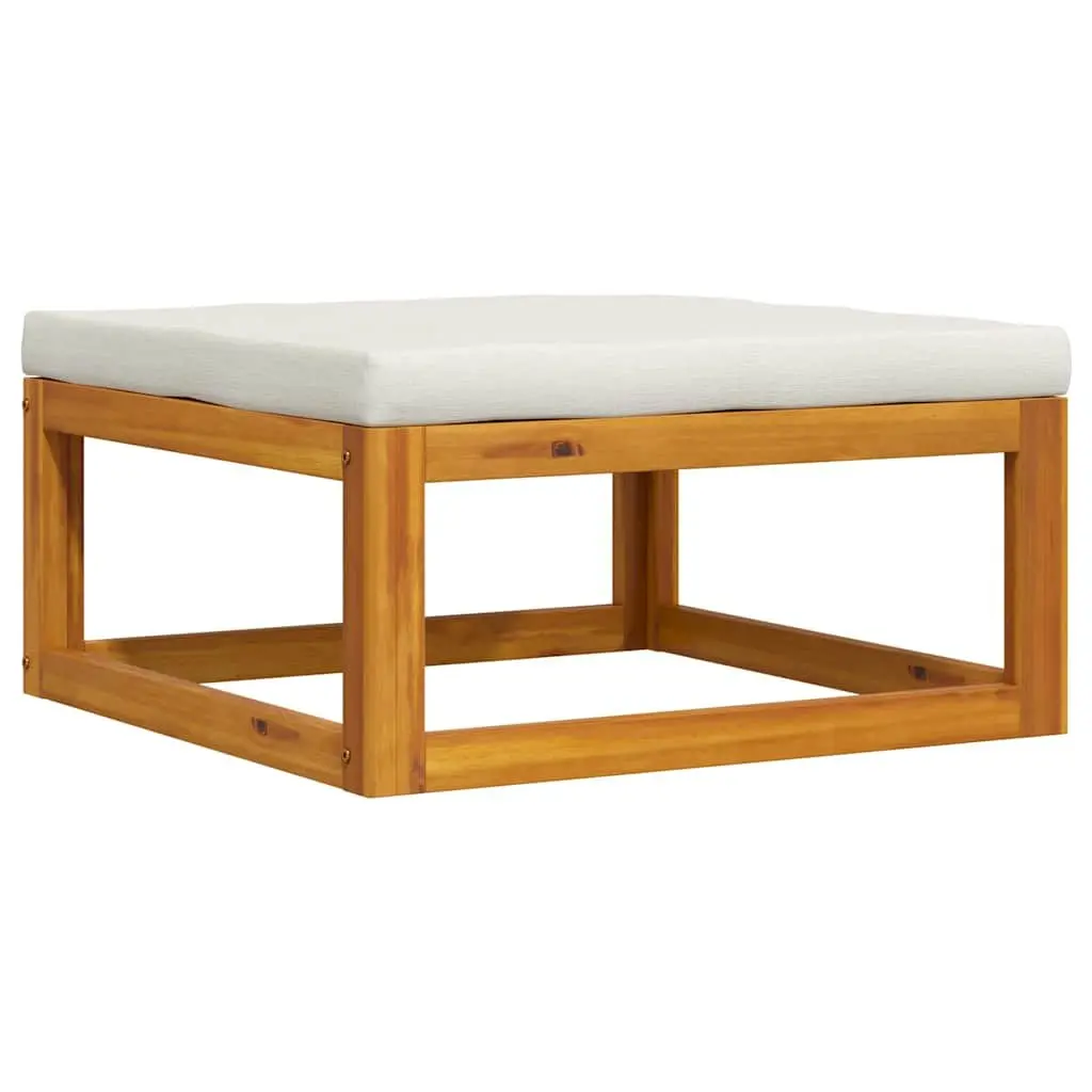 Outdoor Footrest with Cushion Solid Wood Garden Lounge Sectional Seating Unit