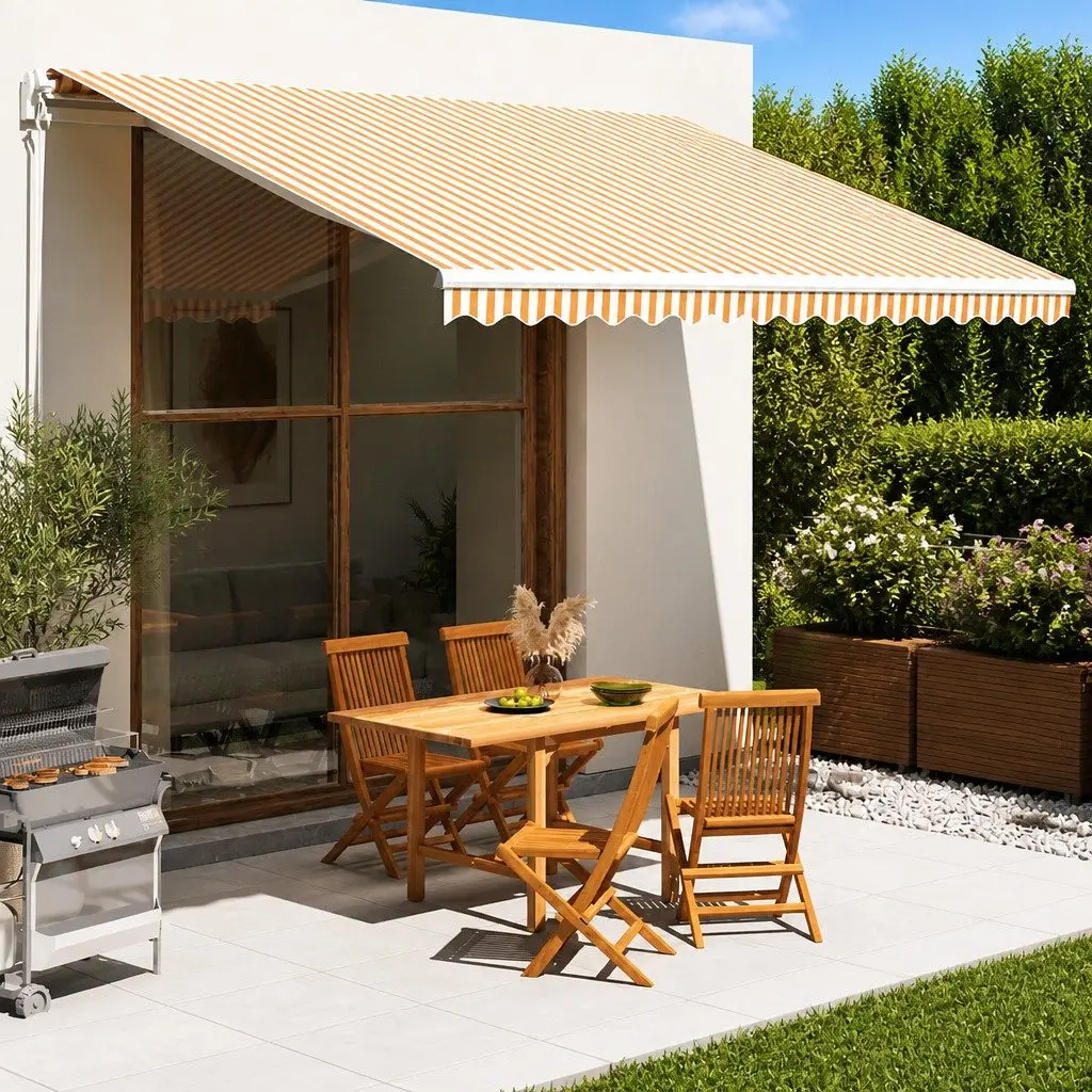 Awning Replacement Fabric UV-Resistant Polyester 4x3.5m Yellow White