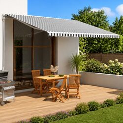 Awning Replacement Fabric Anthracite White 5x3m Polyester Patio Garden Sunshade