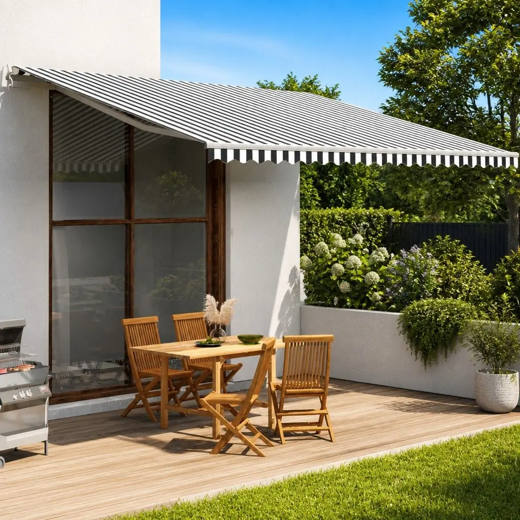 Awning Replacement Fabric UV-resistant Polyester 5x3.5m Anthracite White Patio Sunshade Garden Canopy