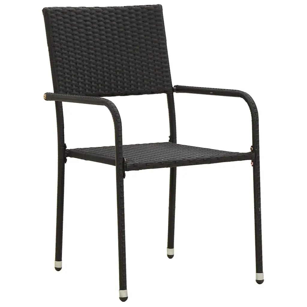 3 Piece Outdoor Dining Set Black Patio Garden Furniture Table Chairs